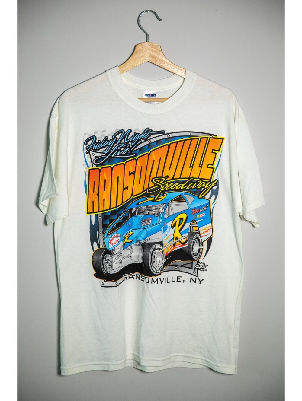 NASCAR / Drag Race Style T-Shirt - All Over Print - Men's L VTG Y2K